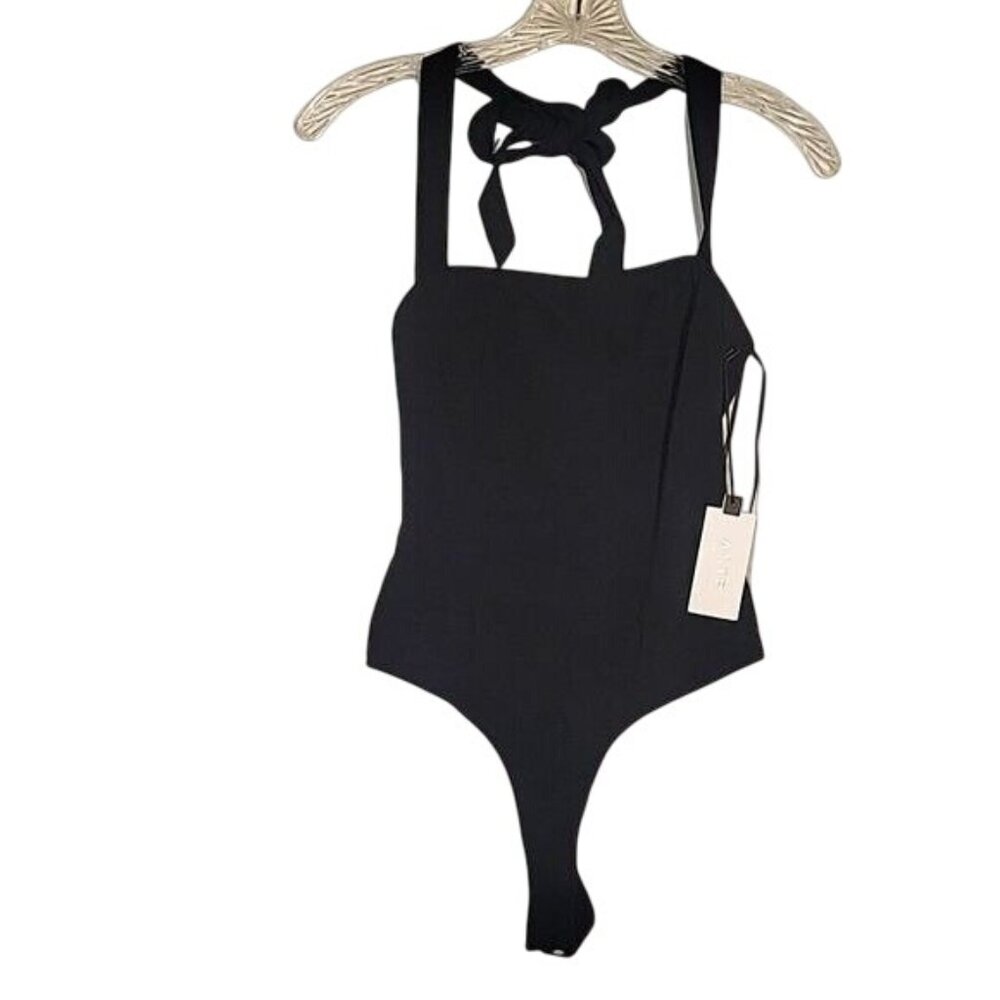 Astr The Label Black‎ Tie Back Bodysuit Size S Womens Stretchy & Fitted Design